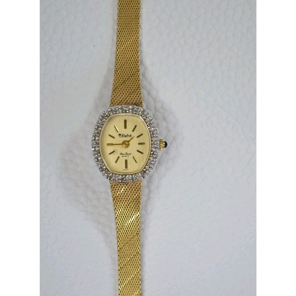 Vintage Dufonte Lucien Piccard Women's Gold Tone Oval Quartz Watch - Picture 5 of 16